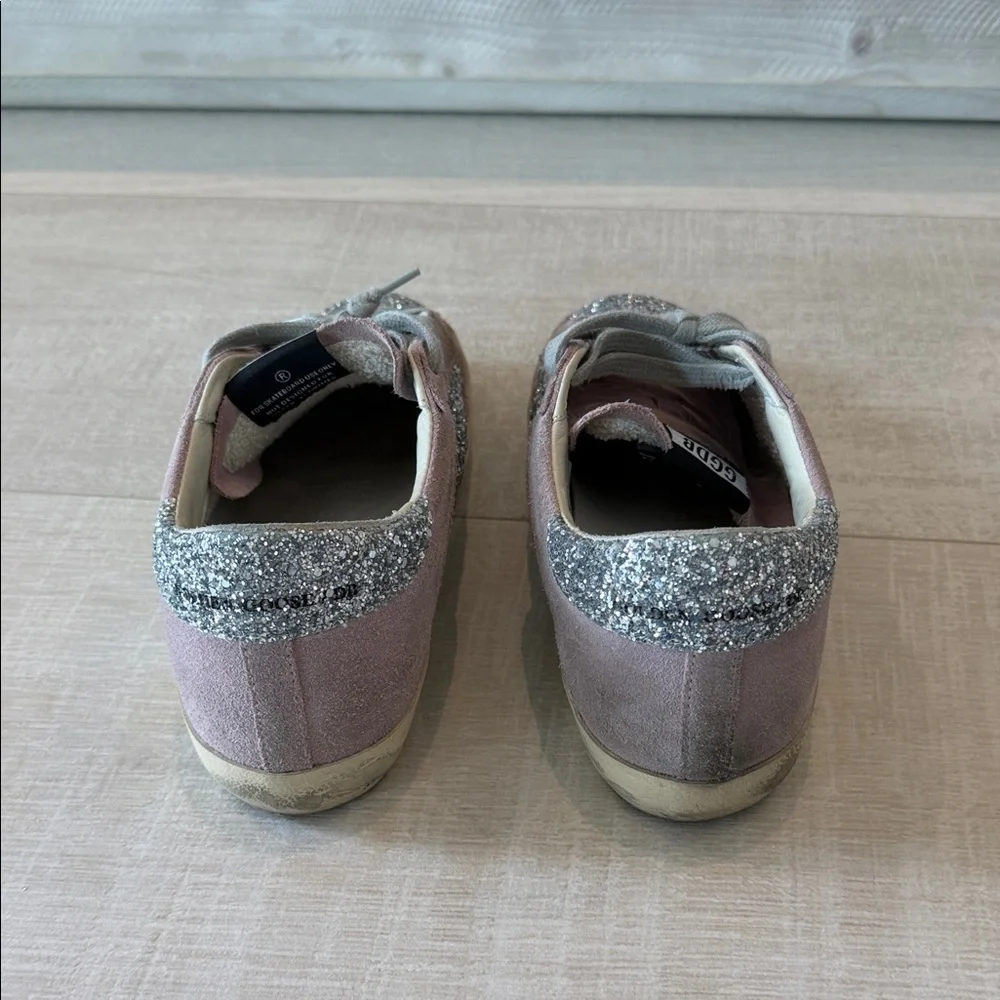 Golden Goose Glitter Sneakers with Green Star Accent - Picture 4 of 5